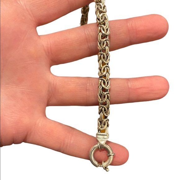 Sterling silver 925 Byzantine chainmail womens thick bracelet - Picture 1 of 13